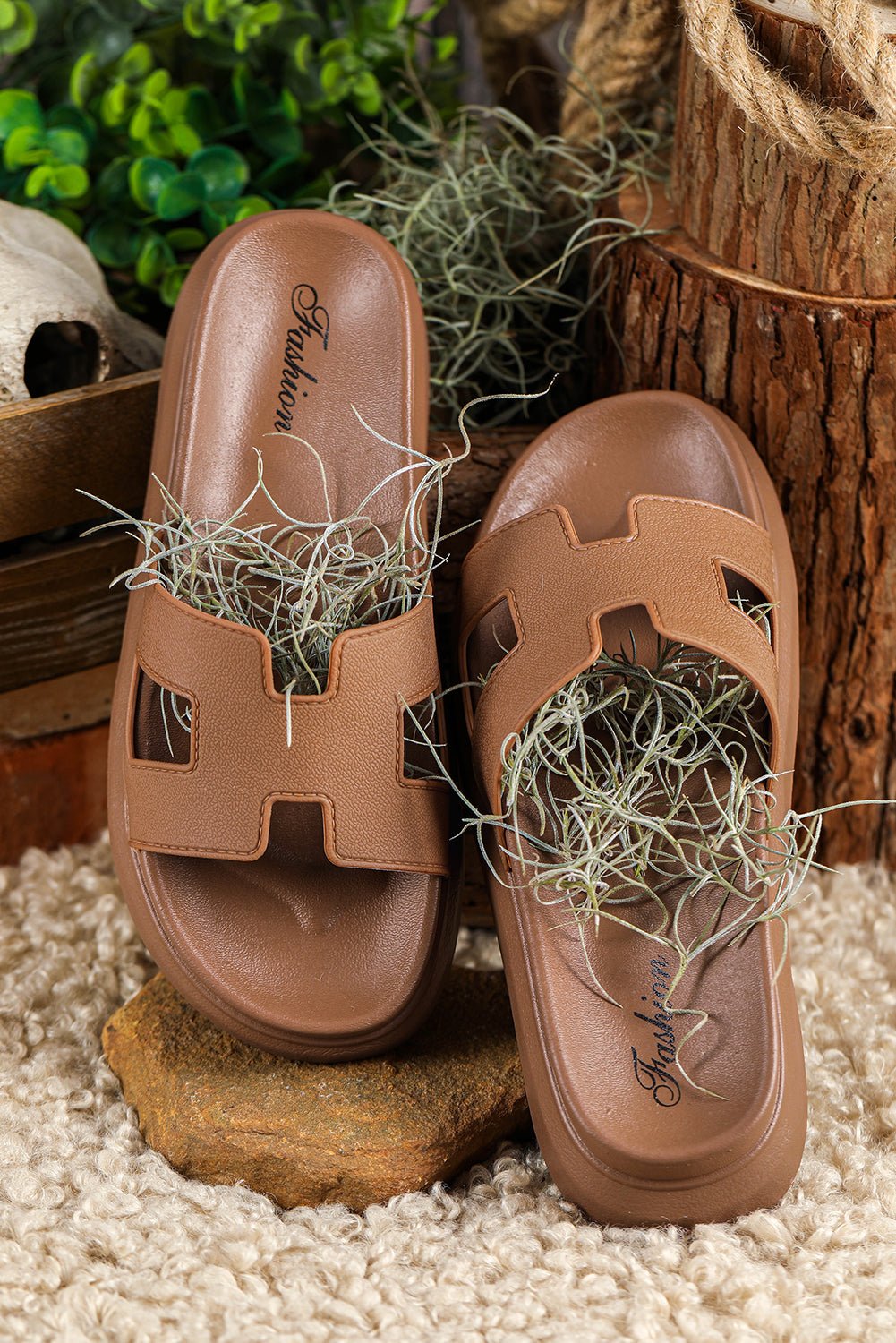 Damen Plateau-Pantoletten mit Cut-Out-Design und Plattformsohle