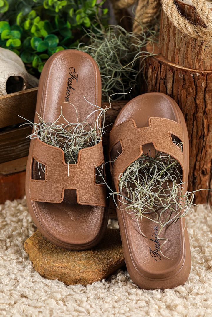 Damen Plateau-Pantoletten mit Cut-Out-Design und Plattformsohle