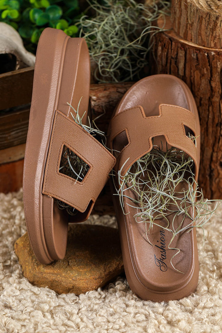 Damen Plateau-Pantoletten mit Cut-Out-Design und Plattformsohle