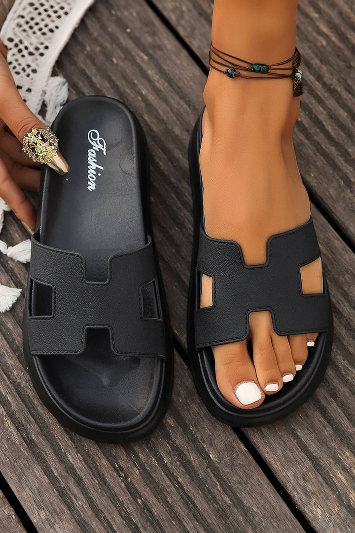 Damen Plateau-Pantoletten mit Cut-Out-Design und Plattformsohle