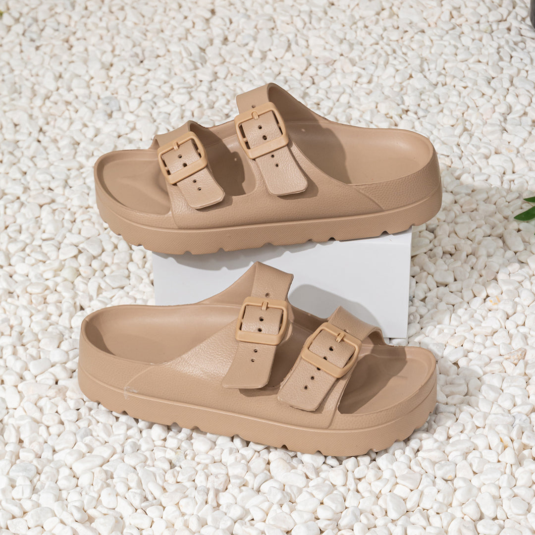 Badeschuhe Damen mit doppelter Schnalle und Fußgewölbestütze