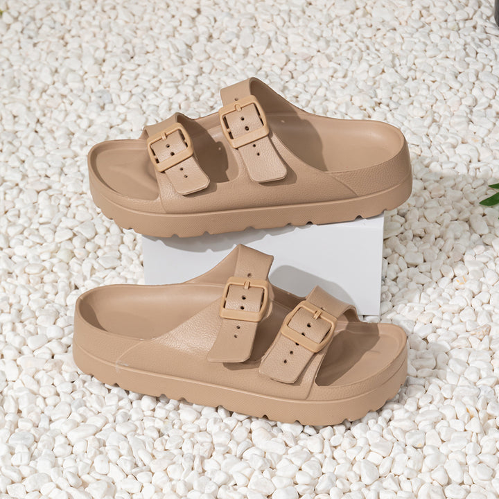Badeschuhe Damen mit doppelter Schnalle und Fußgewölbestütze