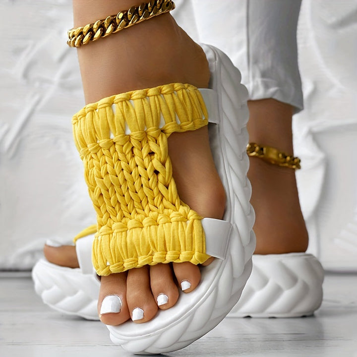 Damen Sandalen mit geflochtenem Obermaterial und Plattformsohle