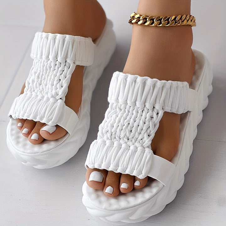 Damen Sandalen mit geflochtenem Obermaterial und Plattformsohle