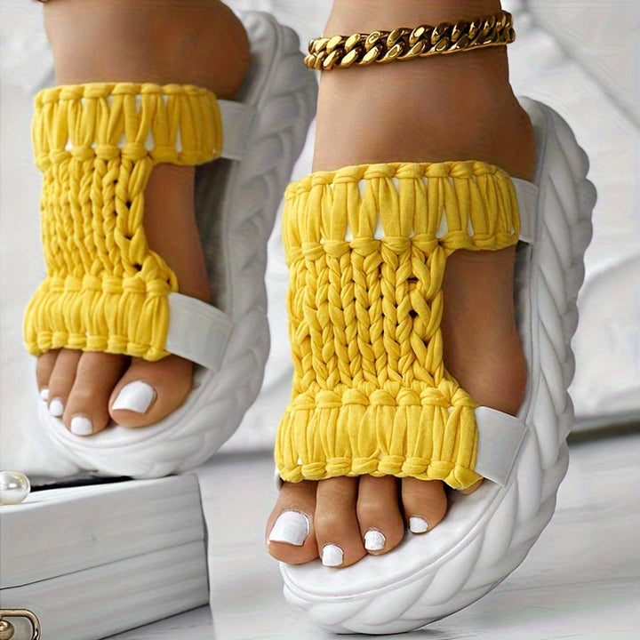 Damen Sandalen mit geflochtenem Obermaterial und Plattformsohle