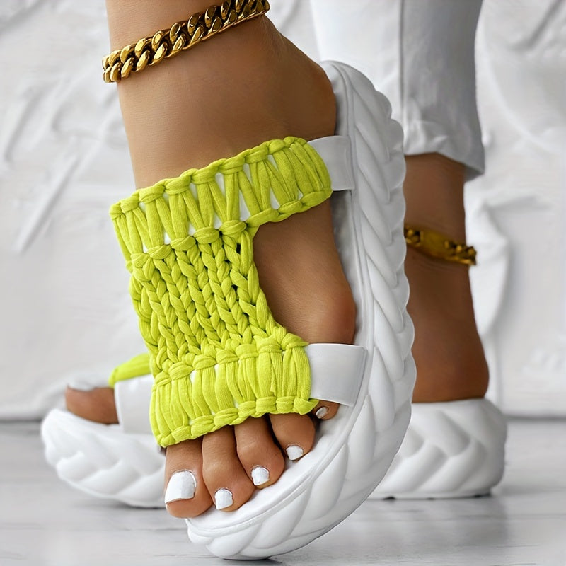 Damen Sandalen mit geflochtenem Obermaterial und Plattformsohle