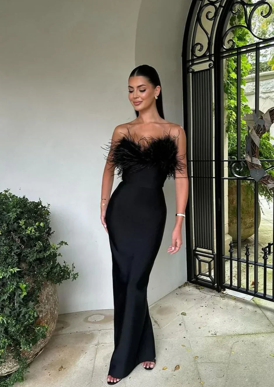Ballkleider Damen – Figurbetontes Trägerloses Maxikleid