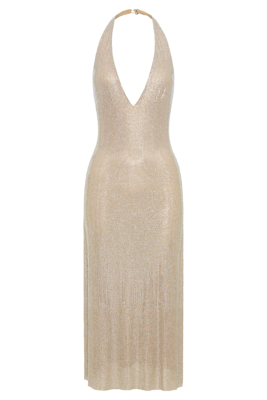 Ballkleider Damen – Glänzendes Maxikleid mit Neckholder