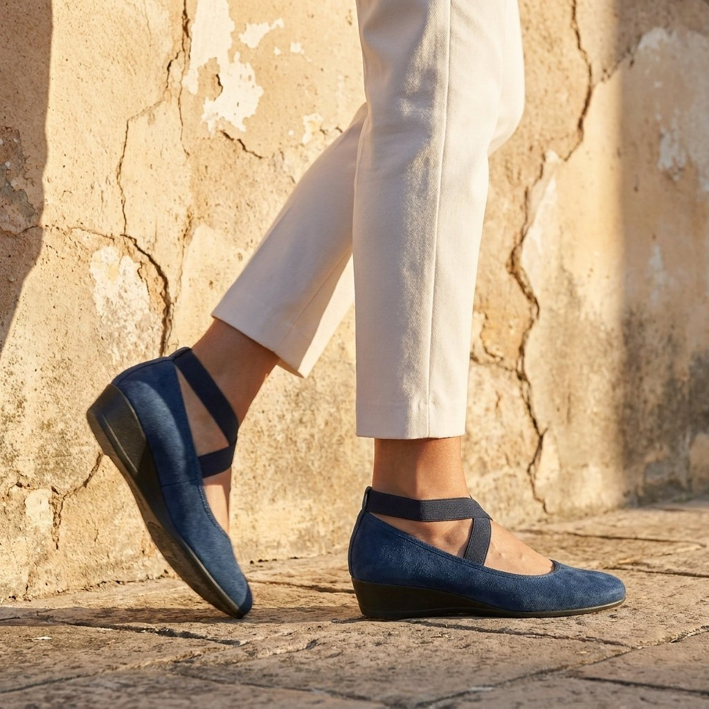 Barfußschuhe für Damen – Ballerinas mit Kreuzriemen