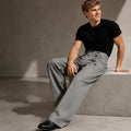 Bastian | Herren Hochbundhose mit zweireihigem Knopfverschluss und geradem Bein