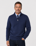 Bastian | Herren Strickpullover mit Halbreißverschluss und Rippbündchen