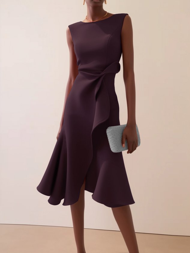 Beatrice | Drapiertes Asymmetrisches Midikleid