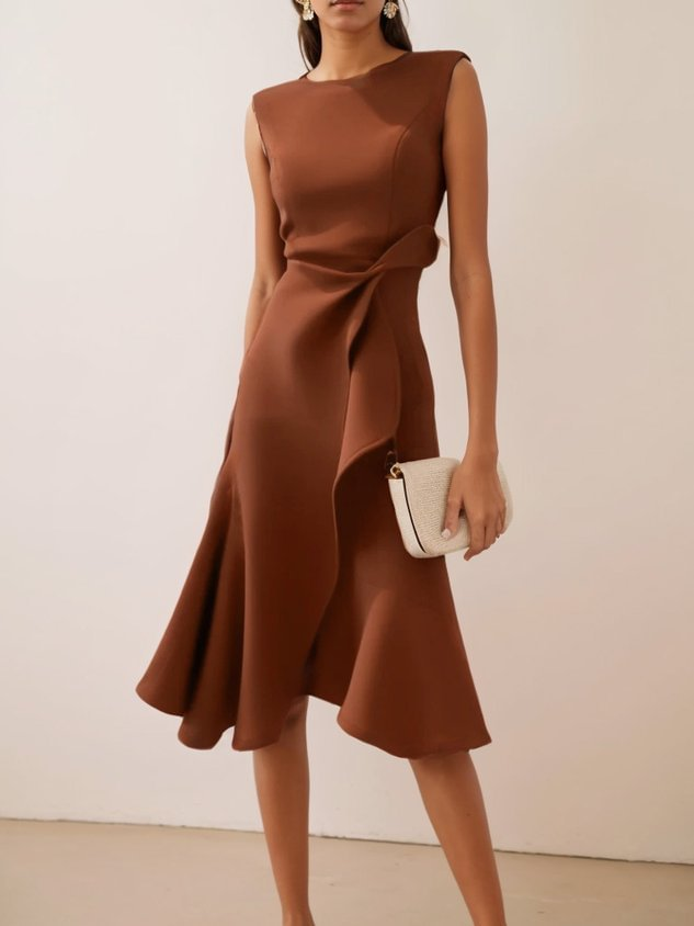 Beatrice | Drapiertes Asymmetrisches Midikleid