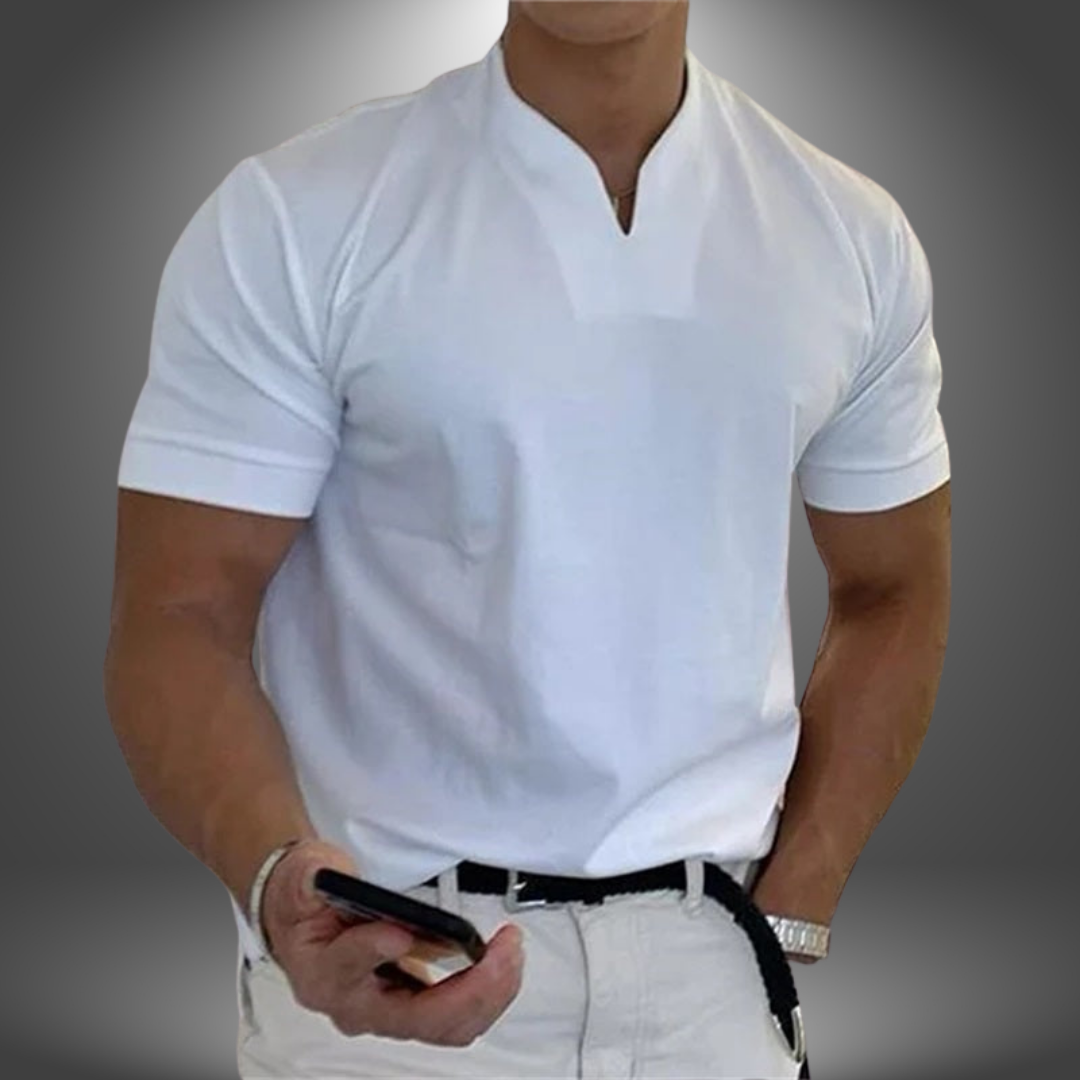 Belo | Herren cleanes V-Ausschnitt Shirt Kurzarm