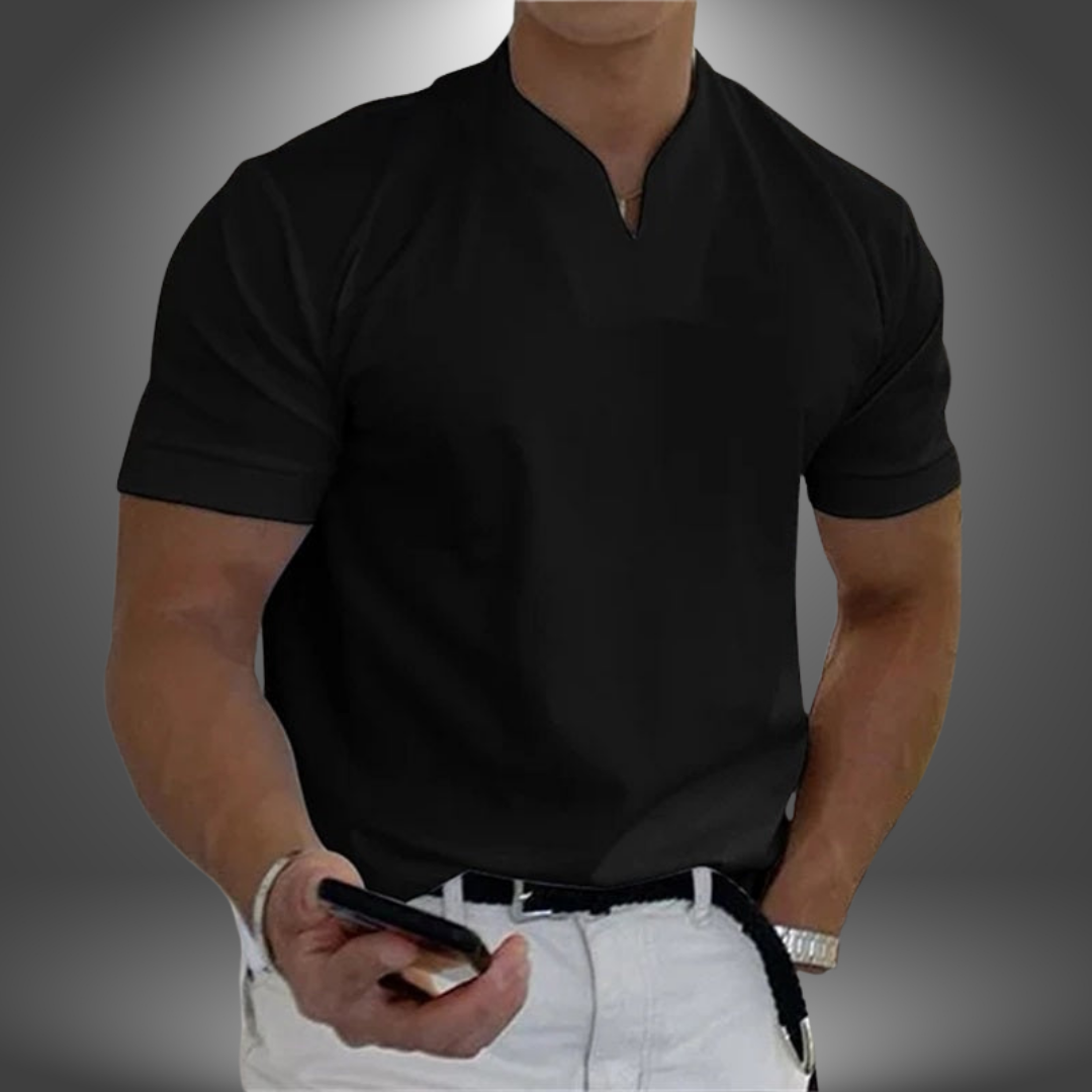 Belo | Herren cleanes V-Ausschnitt Shirt Kurzarm