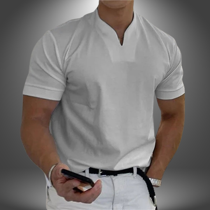 Belo | Herren cleanes V-Ausschnitt Shirt Kurzarm
