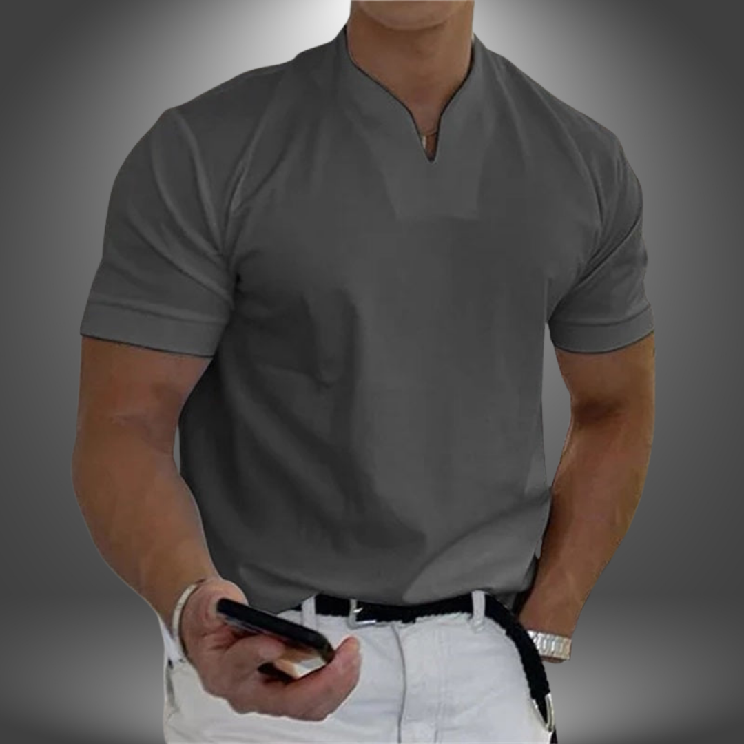 Belo | Herren cleanes V-Ausschnitt Shirt Kurzarm