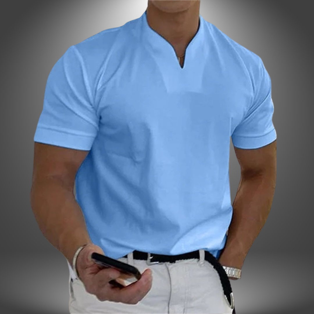 Belo | Herren cleanes V-Ausschnitt Shirt Kurzarm