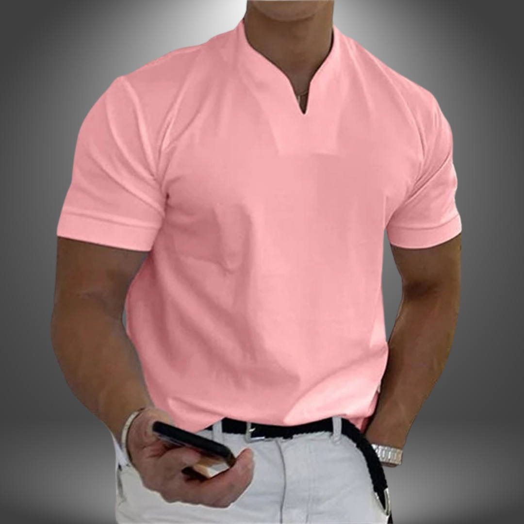 Belo | Herren cleanes V-Ausschnitt Shirt Kurzarm