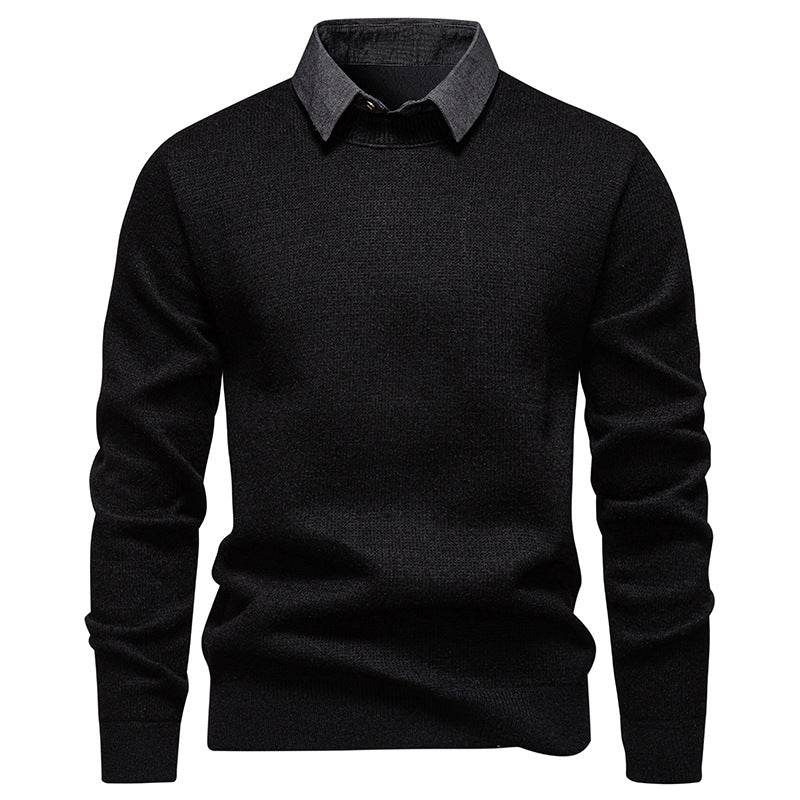 Bennet | Herren Strickpullover mit Kontrastkragen