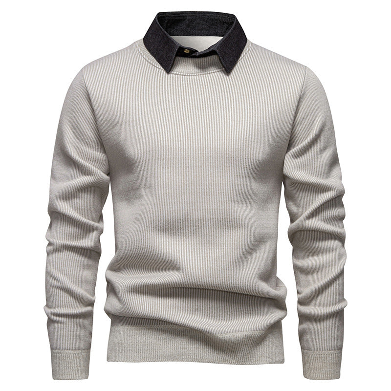 Bennet | Herren Strickpullover mit Kontrastkragen
