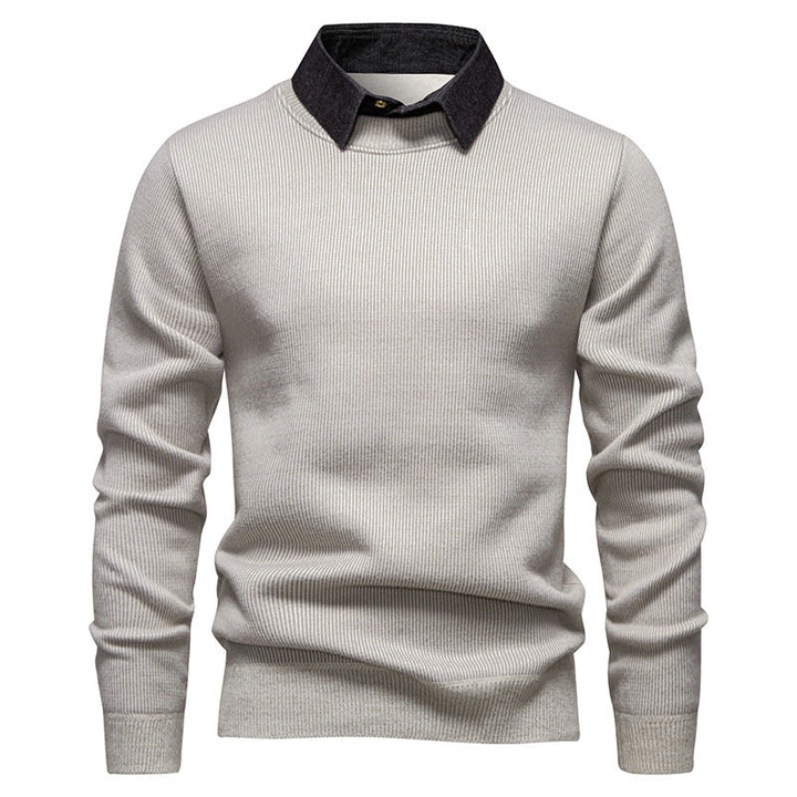 Bennet | Herren Strickpullover mit Kontrastkragen