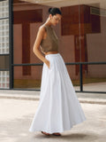 Blanche | Damen Faltenreicher High-Waist-Maxirock