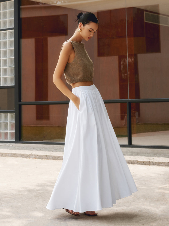 Blanche | Damen Faltenreicher High-Waist-Maxirock