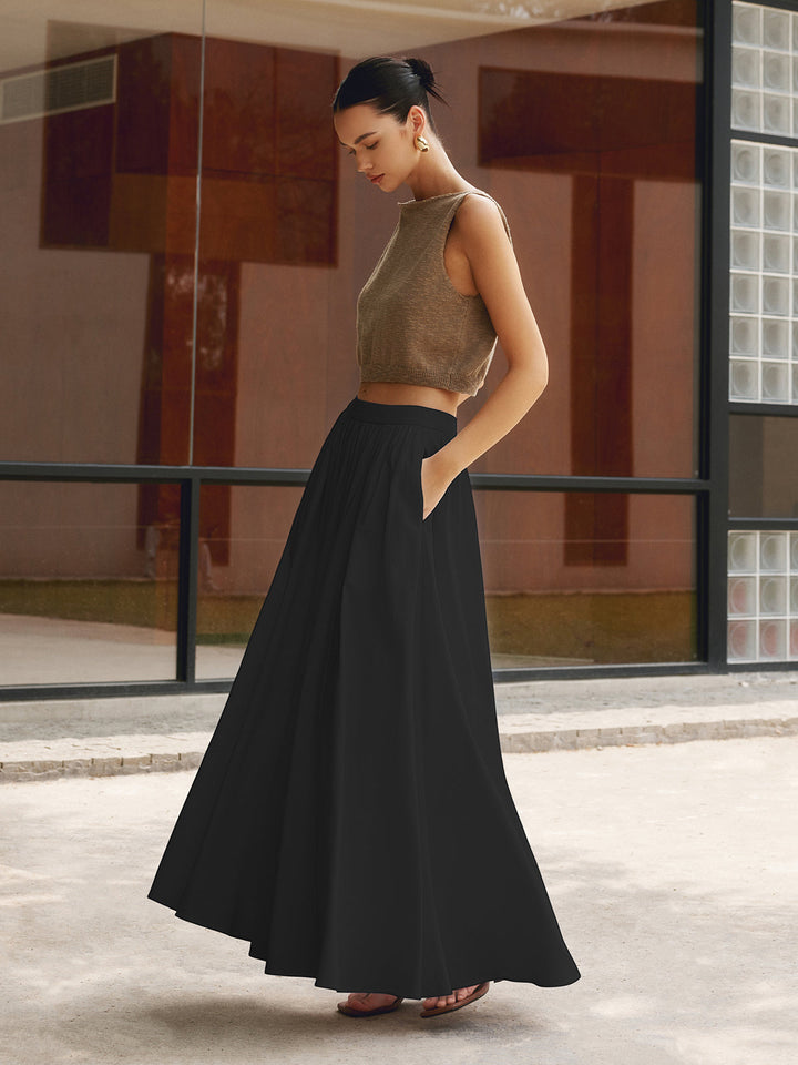 Blanche | Damen Faltenreicher High-Waist-Maxirock