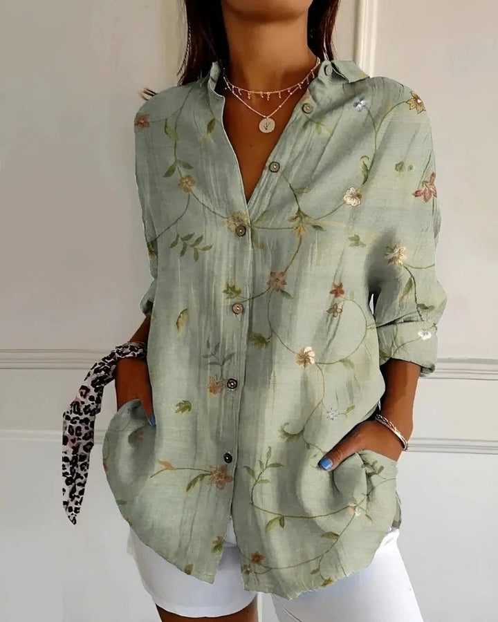 Rosalie | Langarmbluse mit Print und Knopfleiste