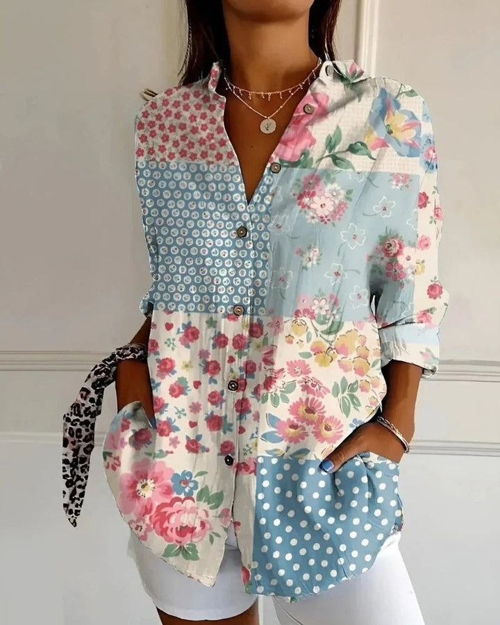 Rosalie | Langarmbluse mit Print und Knopfleiste