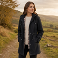 Brita | Damen Parka mit abnehmbarer Kapuze, Karofutter und Tunnelzug