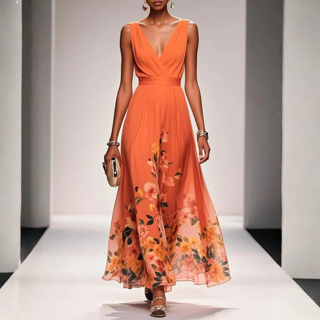 Britta | Damen Florales Maxikleid für Festliche Anlässe