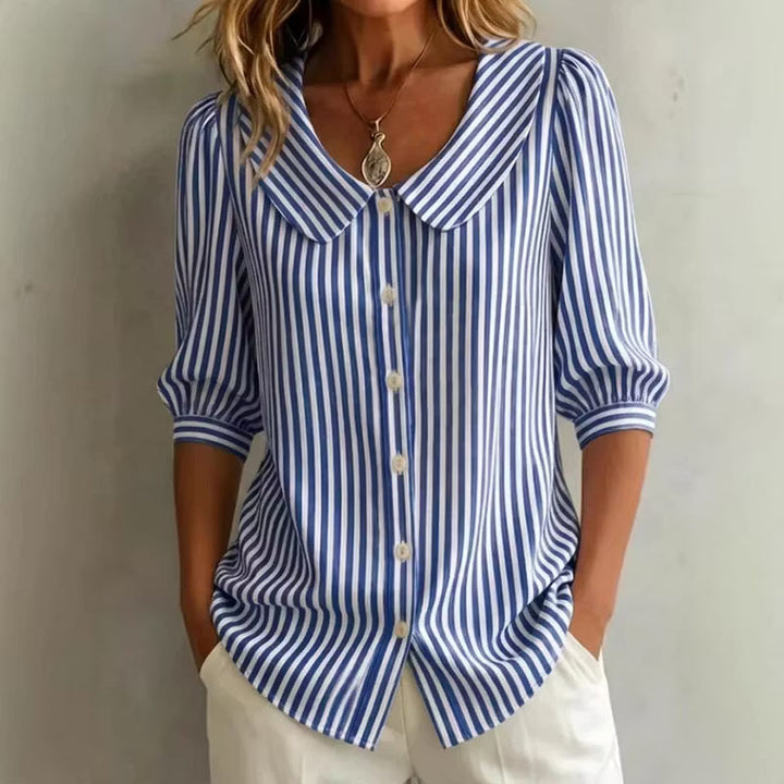 Greta | Damen Gestreifte Bluse mit Knopfleiste