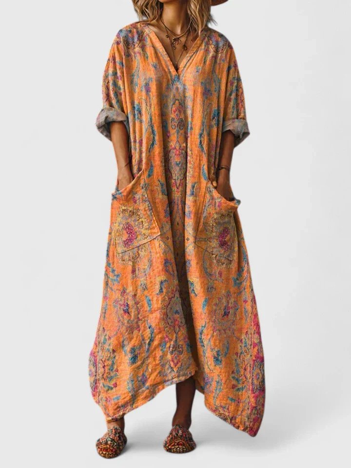 Calypso | Damen Paisley Boho Maxikleid