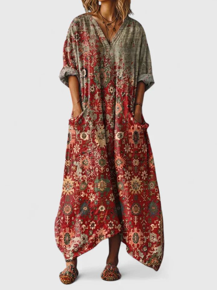 Calypso | Damen Paisley Boho Maxikleid