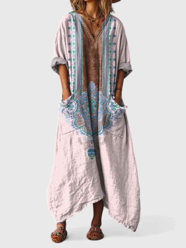Calypso | Damen Paisley Boho Maxikleid