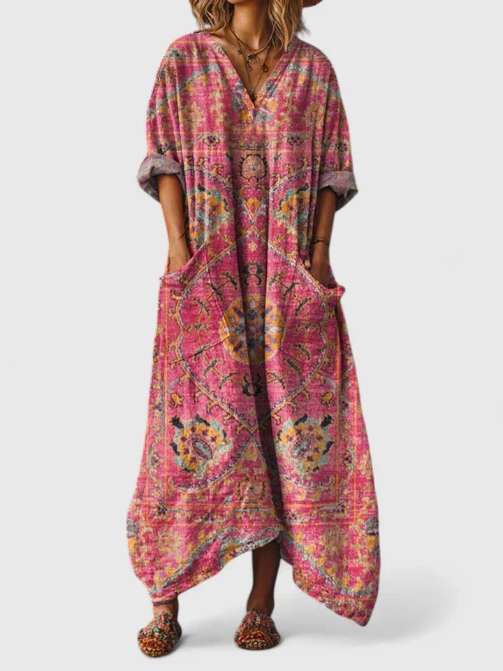 Calypso | Damen Paisley Boho Maxikleid