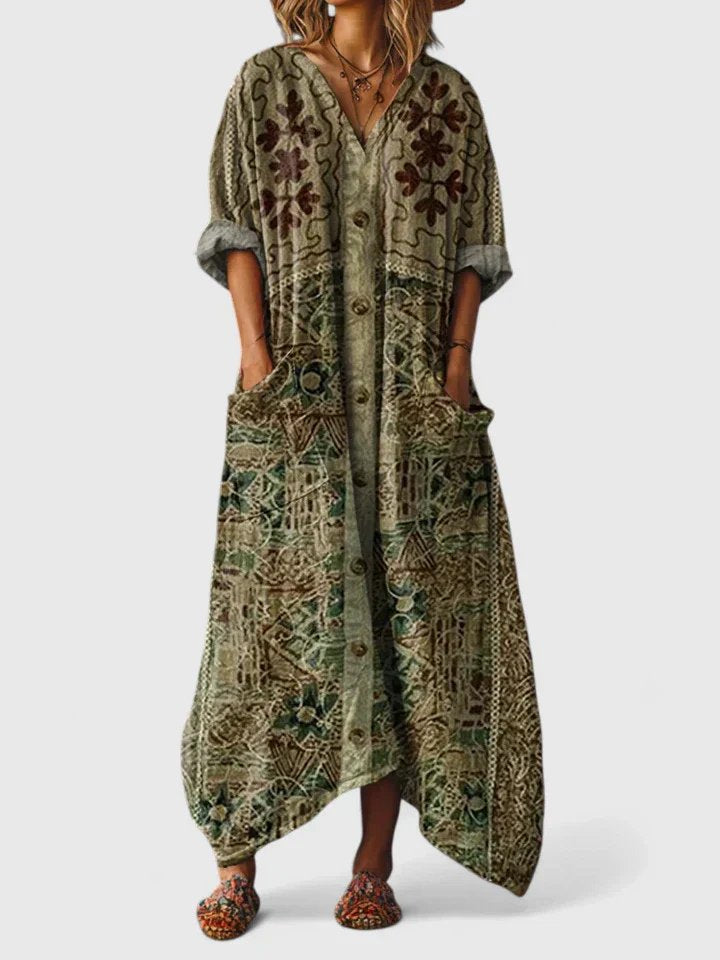 Calypso | Damen Paisley Boho Maxikleid