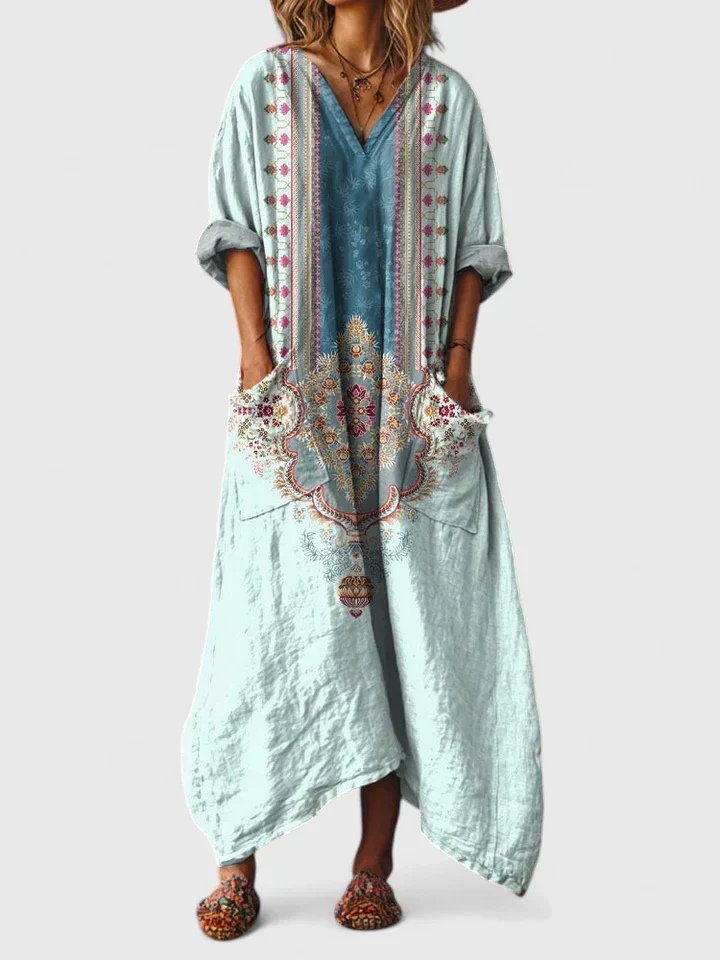 Calypso | Damen Paisley Boho Maxikleid