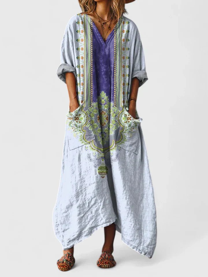 Calypso | Damen Paisley Boho Maxikleid