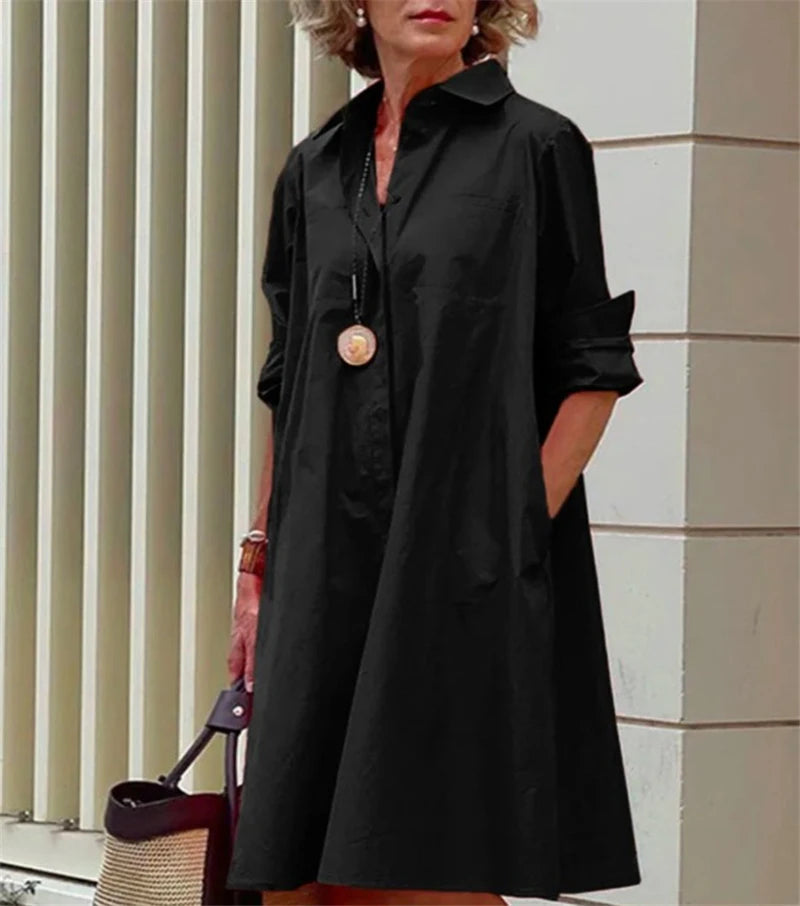 Charlotte | Damen Elegantes A-Linien Hemdkleid