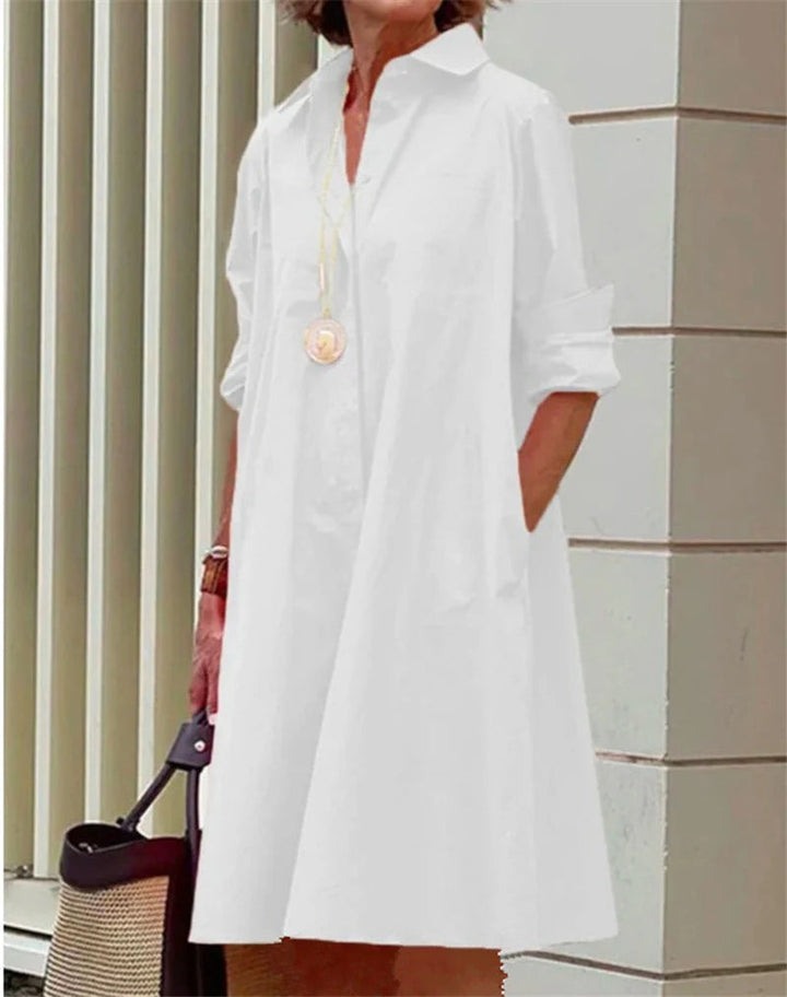 Charlotte | Damen Elegantes A-Linien Hemdkleid