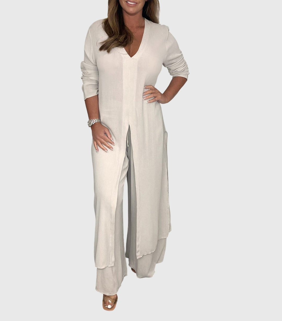 Citra | Damen Eleganter Longblusen-Palazzo-Zweiteiler