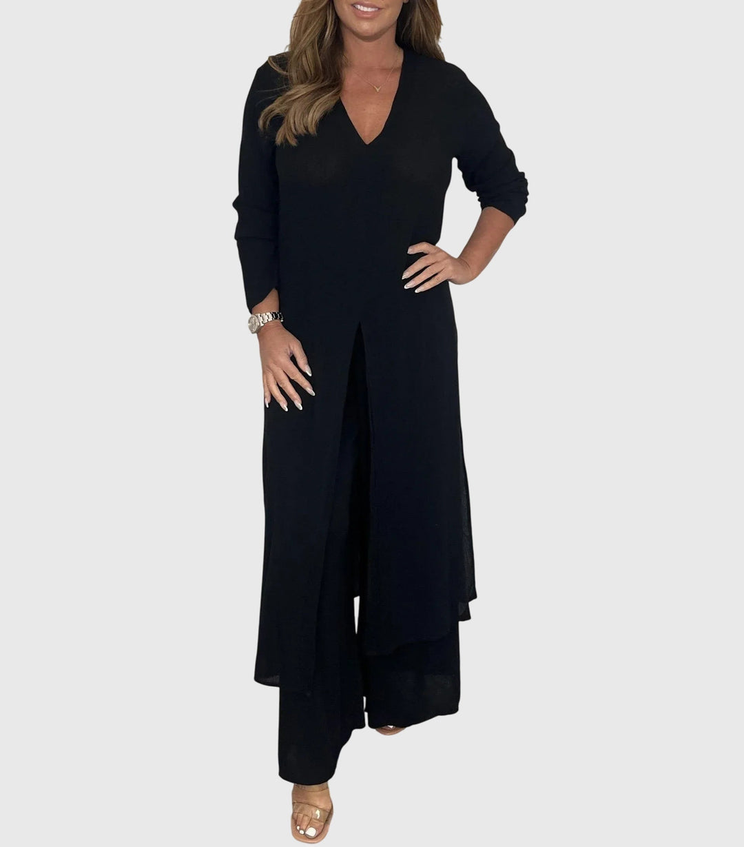 Citra | Damen Eleganter Longblusen-Palazzo-Zweiteiler