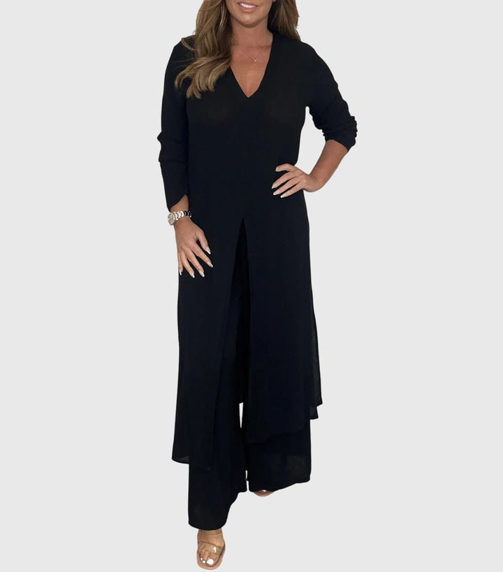 Citra | Damen Eleganter Longblusen-Palazzo-Zweiteiler