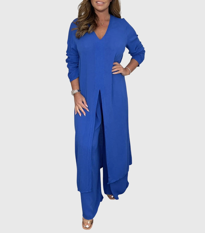 Citra | Damen Eleganter Longblusen-Palazzo-Zweiteiler