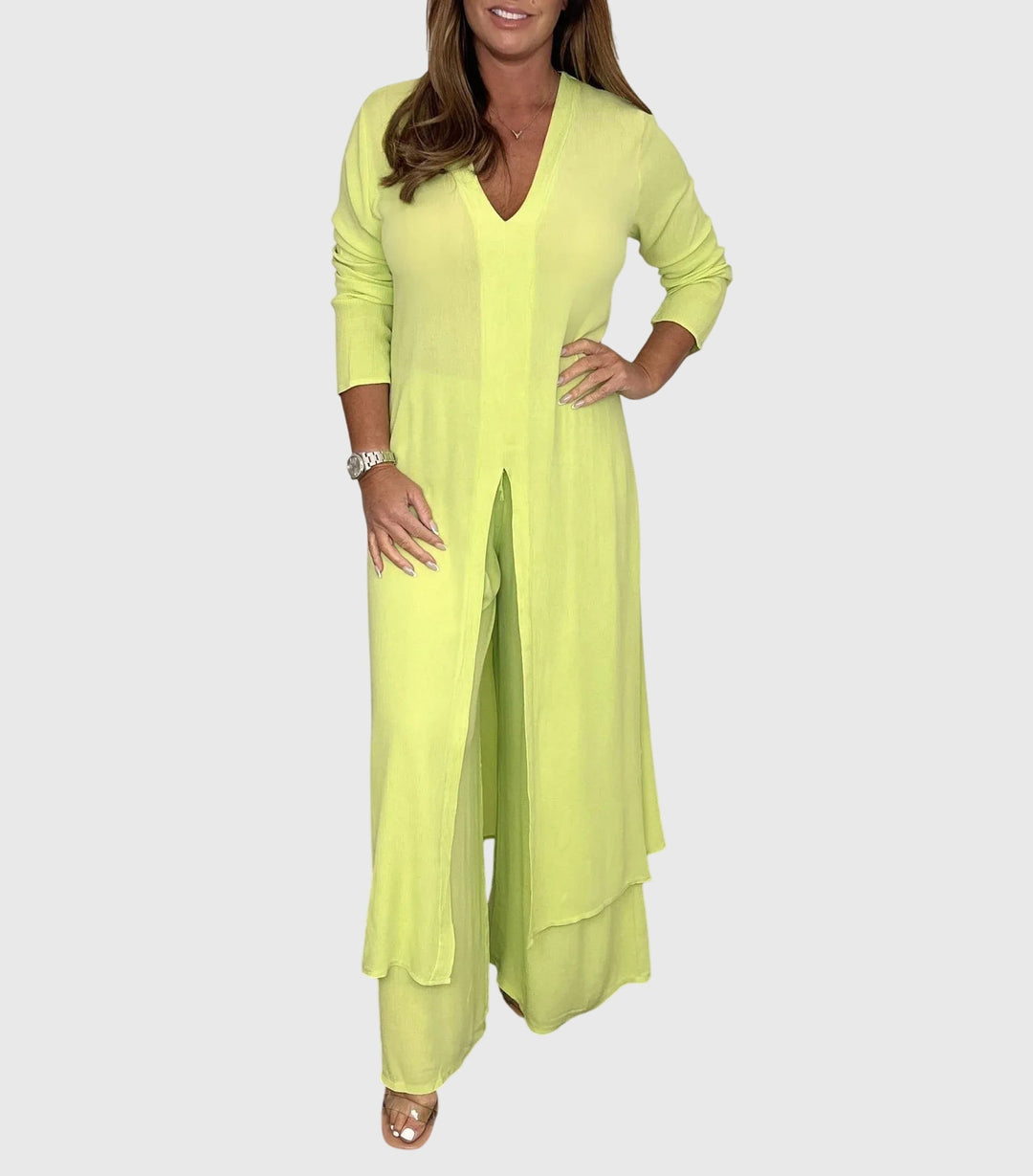 Citra | Damen Eleganter Longblusen-Palazzo-Zweiteiler