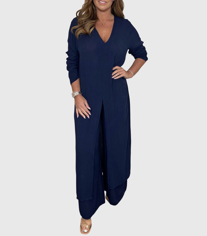 Citra | Damen Eleganter Longblusen-Palazzo-Zweiteiler