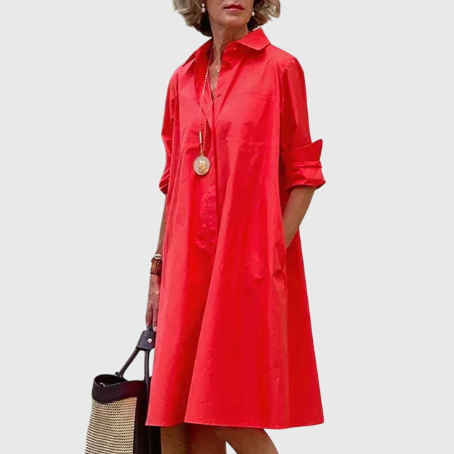 Clara | Damen entspanntes Freizeitkleid mit Taschen